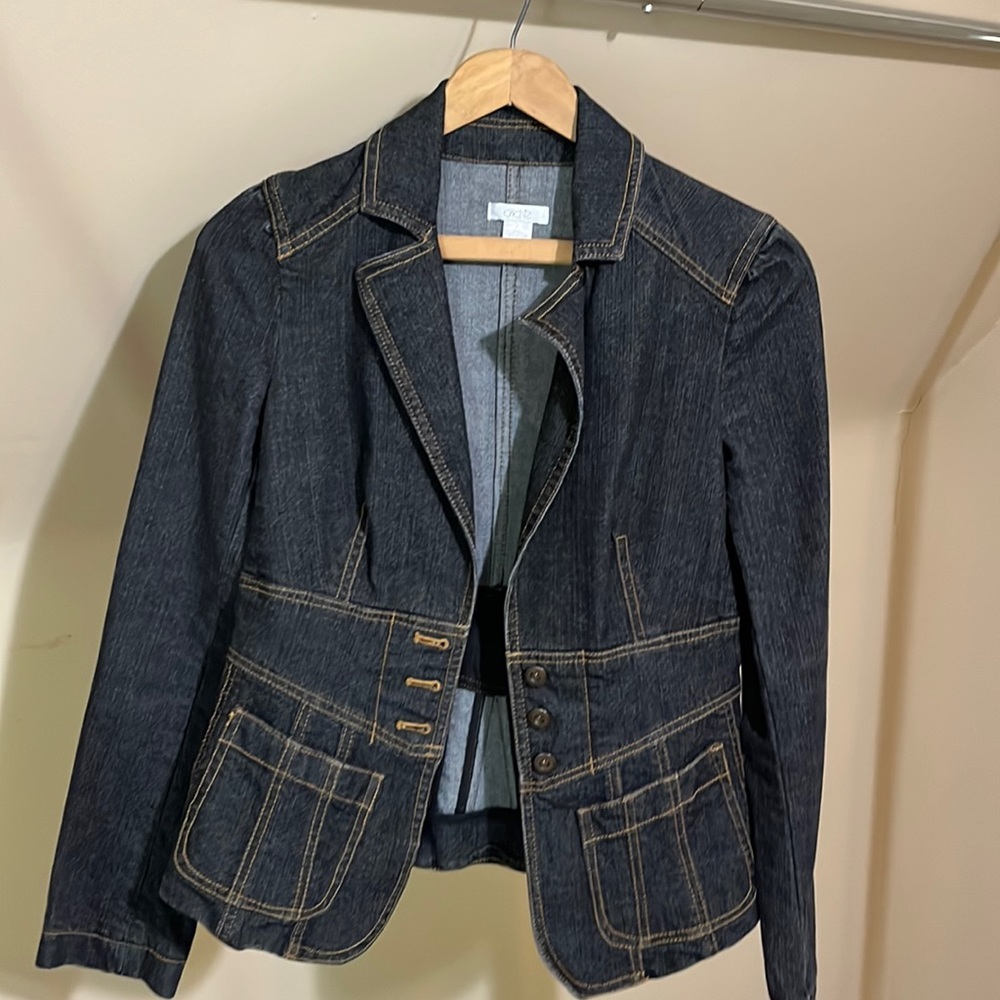 Denim peplum blazer